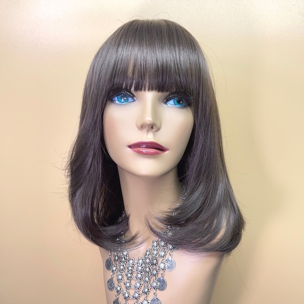 16” Brown Inside Curved Bottom Bangs Synthetic Wig 3106